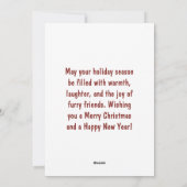 Gepersonaliseerde Doberman Hond Gelukkig Kerstmis Feestdagenkaart (Achterkant)