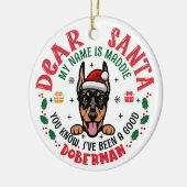 Gepersonaliseerde Doberman Pinscher Hond Kerstboom Keramisch Ornament (Links)