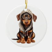 Gepersonaliseerde Doberman Pinscher Hondenkunst Keramisch Ornament (Voorkant)