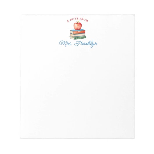 Gepersonaliseerde docent Schattigee Waterverf Appl Notitieblok (Voorkant)