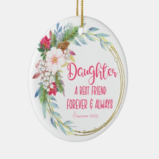 Gepersonaliseerde dochter Beste Vriend Kerstmis Keramisch Ornament (Rechts)