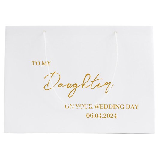 Gepersonaliseerde dochter bruid geschenk tas, aan groot cadeauzakje (Voorkant)