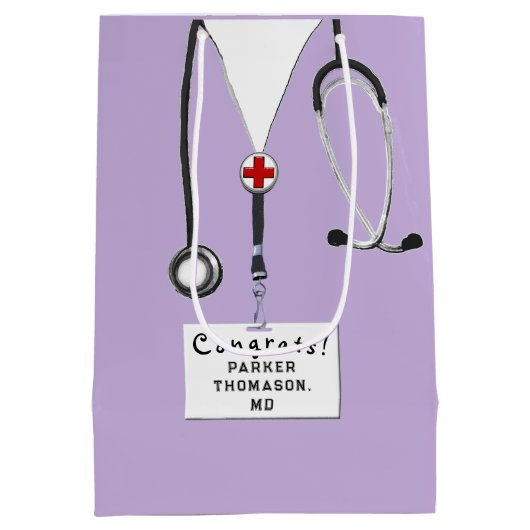 Gepersonaliseerde Doctor Medium Gift Bag Medium Cadeauzakje (Achterkant)