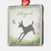 Gepersonaliseerde Doe en Vlinder Herten Vakantie Metalen Ornament (Links)