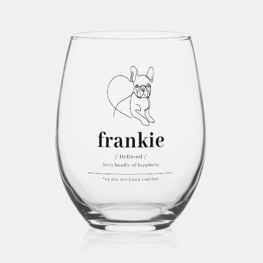 Gepersonaliseerde Dog Afbeelding Wijnglas Franse B Wijnglas Zonder Voet (Voorkant)