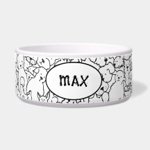Gepersonaliseerde Dog Bowl met Dog Doodle Design