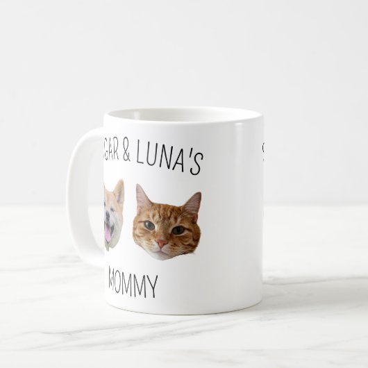 Gepersonaliseerde Dog Cat Face Mok, Mok cadeau voo (Voorkant links)