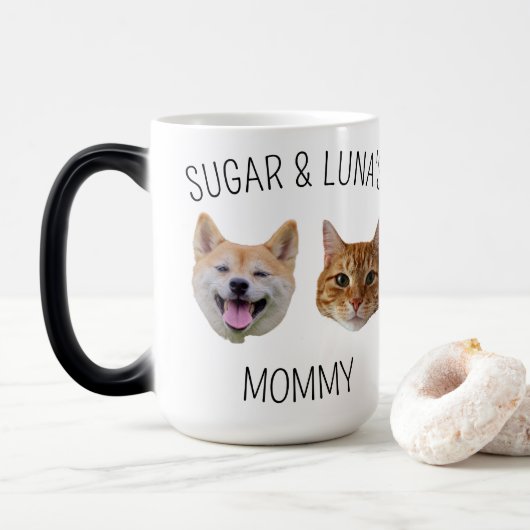 Gepersonaliseerde Dog Cat Face Mok, Mok cadeau voo (Met donut)