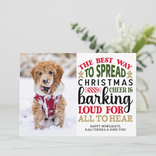 Gepersonaliseerde Dog Christmas Afbeelding Custom Feestdagenkaart (Staand voorkant)
