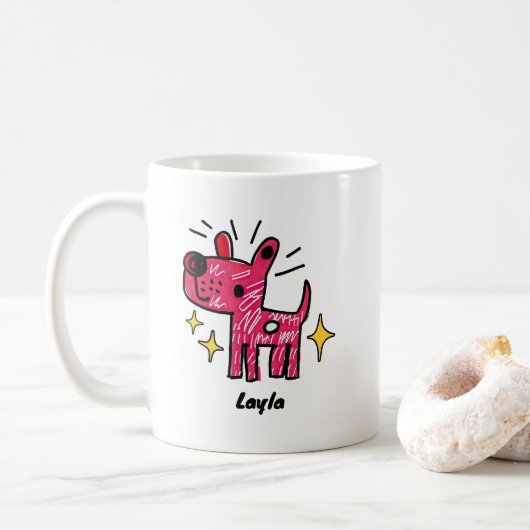 Gepersonaliseerde Dog Doodle Art Koffiemok (Met donut)
