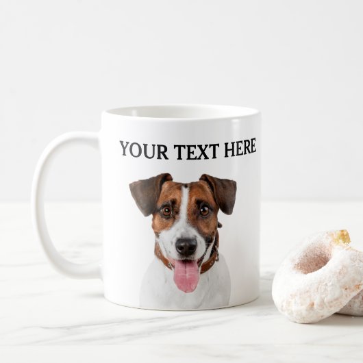 Gepersonaliseerde Dog Gezicht Naam Pet Lover Eigen Koffiemok (Met donut)