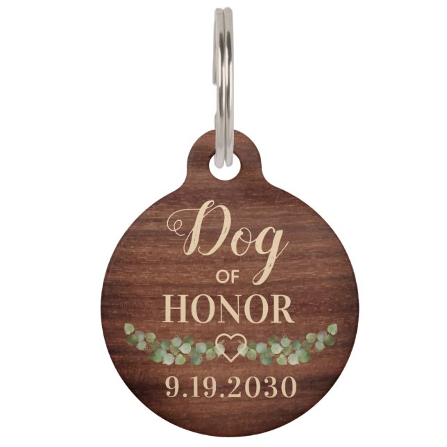 Gepersonaliseerde Dog of Honor Huisdier Trouwkledi Huisdierpenning (Voorkant)
