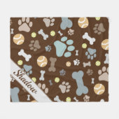 Gepersonaliseerde Dog Paw Bone Brown Fleece Deken (Voorkant (Horizontaal))