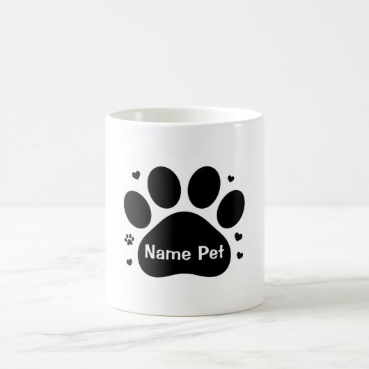 Gepersonaliseerde Dog Paw Print Aangepaste Huisdie Koffiemok (Center)