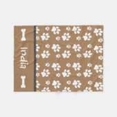 Gepersonaliseerde Dog Paw Print Deken Voeg Dog Naa (Voorkant (Horizontaal))