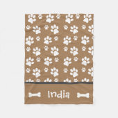 Gepersonaliseerde Dog Paw Print Deken Voeg Dog Naa (Voorkant)