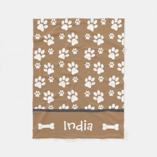 Gepersonaliseerde Dog Paw Print Deken Voeg Dog Naa
