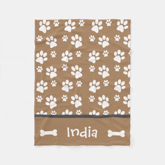 Gepersonaliseerde Dog Paw Print Deken Voeg Dog Naa (Voorkant)