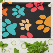 Gepersonaliseerde Dog Paw Print Monogram Hondenlie Theedoek (Gevouwen)