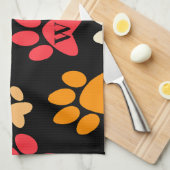 Gepersonaliseerde Dog Paw Print Monogram Hondenlie Theedoek (Quarter Fold)