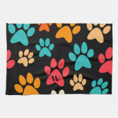 Gepersonaliseerde Dog Paw Print Monogram Hondenlie Theedoek (Horizontaal)