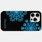 Gepersonaliseerde Dog Paw Sneeuwvlok Blauw & Zwart Case-Mate iPhone Case (Achterkant (horizontaal))