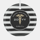 Gepersonaliseerde dokter Medical Caduceus Kerstmis Glas Ornament (Voorkant)