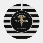 Gepersonaliseerde dokter Medical Caduceus Kerstmis Glas Ornament (Achterkant)