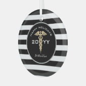 Gepersonaliseerde dokter Medical Caduceus Kerstmis Glas Ornament (Voorkant links)
