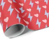 Gepersonaliseerde donderbliksemschicht en hart cadeaupapier (Rol Hoek)