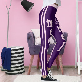 Gepersonaliseerde Donker Paarse Roze Strepen Huisd Leggings
