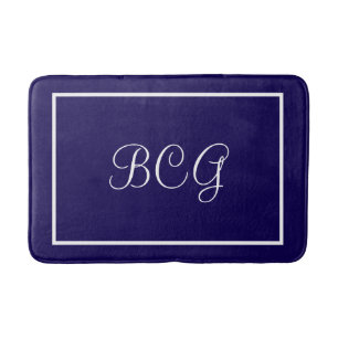 gepersonaliseerde donkerblauwe badmat