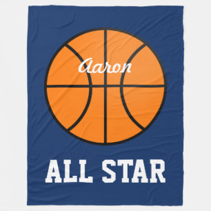 Gepersonaliseerde Donkerblauwe Basketbal Deken Gif