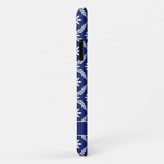 Gepersonaliseerde donkerblauwe en witte geometrisc Case-Mate iPhone case (Achterkant/rechts)