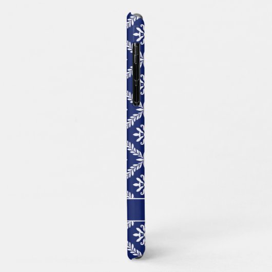 Gepersonaliseerde donkerblauwe en witte geometrisc Case-Mate iPhone case (Achterkant/links)