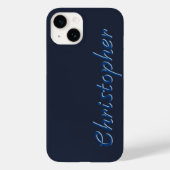 Gepersonaliseerde donkerblauwe Radiale Textuur 15 Case-Mate iPhone Case (Achterkant)