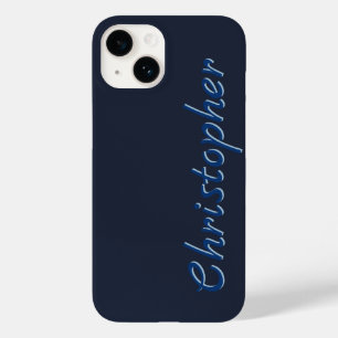 Gepersonaliseerde donkerblauwe Radiale Textuur 15 Case-Mate iPhone 14 Hoesje