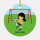 Gepersonaliseerde donkere bruine kerstmis keramisch ornament (Voorkant)