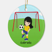 Gepersonaliseerde donkere bruine kerstmis keramisch ornament (Links)