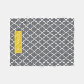 Gepersonaliseerde donkergrijze en gele viervoeter fleece deken (Voorkant (Horizontaal))