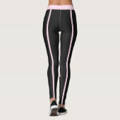 Gepersonaliseerde donkergrijze lichtroze strepen H Leggings (Achterkant)