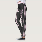 Gepersonaliseerde donkergrijze lichtroze strepen H Leggings (Links)