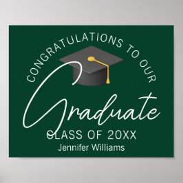 Gepersonaliseerde donkergroene 2025 Graduation Par Poster