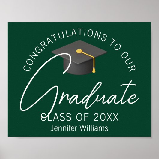 Gepersonaliseerde donkergroene 2025 Graduation Par Poster (Voorkant)