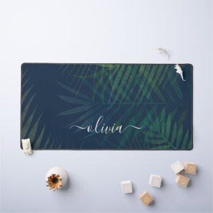 Gepersonaliseerde donkergroene Palm Leaf Desk Mat
