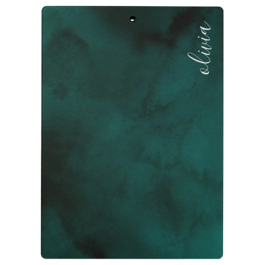 Gepersonaliseerde donkergroene Waterverf monogram Klembord (Achterkant)