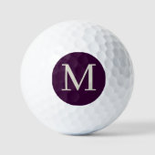 Gepersonaliseerde donkerpaarse monogram golfballen (Voorkant)