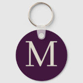 Gepersonaliseerde donkerpaarse monogram sleutelhanger (Voorkant)