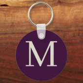 Gepersonaliseerde donkerpaarse monogram sleutelhanger (Voorkant)