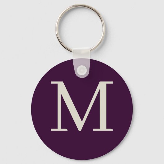 Gepersonaliseerde donkerpaarse monogram sleutelhanger (Achterkant)